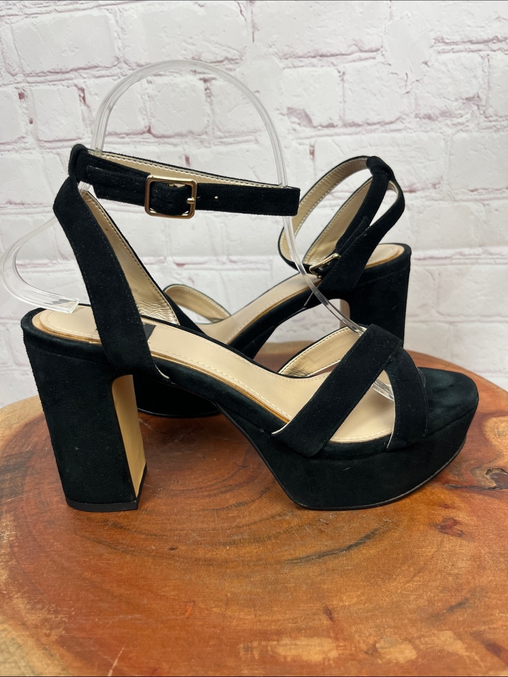 WHBM Tess Platform Sandal in Black Size 7